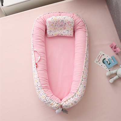 Newborn Baby Reversible Nest Bed/Sleeping Pod - Bunny Pink (2)