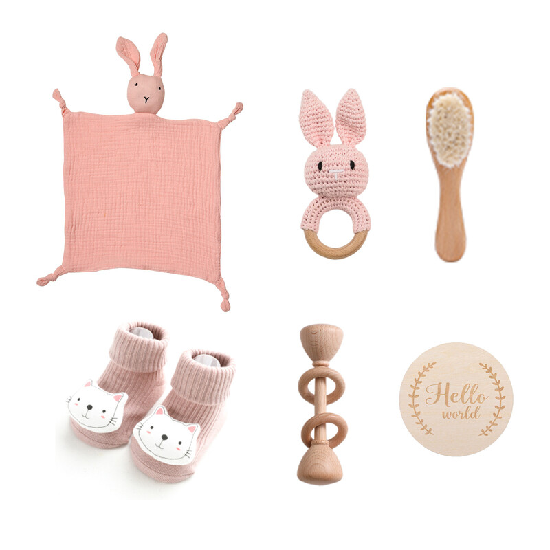 Newborn Baby 6 Piece Giftbox - Bunny Pink (2)