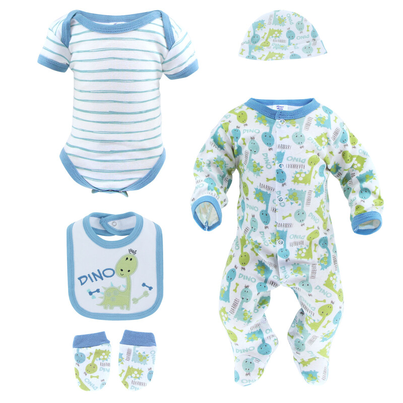 Newborn Baby 5-Piece Clothing Set - Dinosaur Green (3)