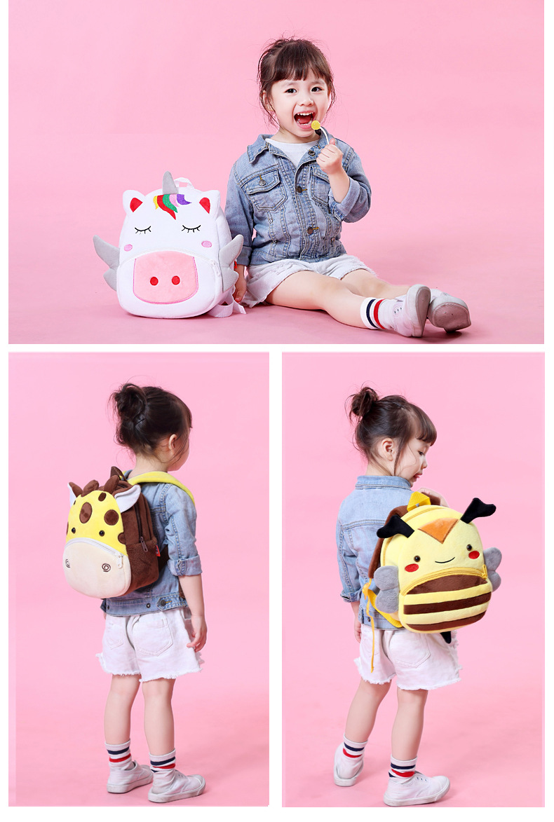 Kids Plush Backpack Animal Cartoon Daycare Bags 2-4 years - Unicorn (5)