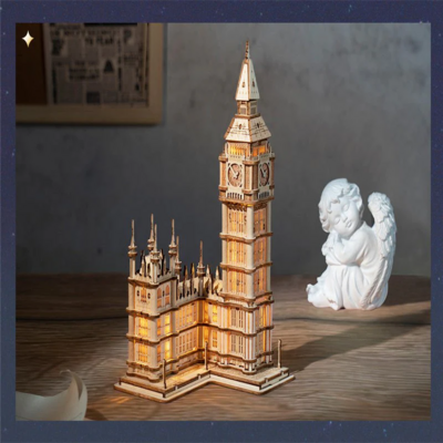 Robotime Architecture 3D Wooden Puzzle Big Ben With Lights (2)