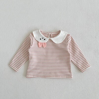Baby Girl's Collared Top -Pink Bunny (2)