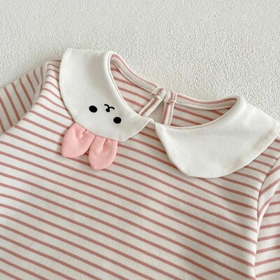 Baby Girl's Collared Top -Pink Bunny (3)