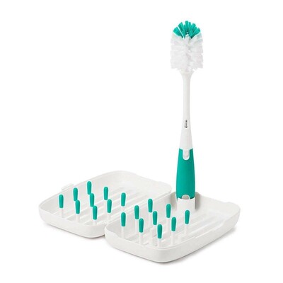 OXO Tot Travel Size Drying Rack with Bottle Brush - Teal (3)
