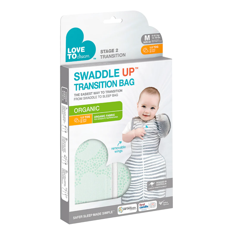 Love To Dream Swaddle Up 1.0 tog Organic Transition Bag Mint (5)