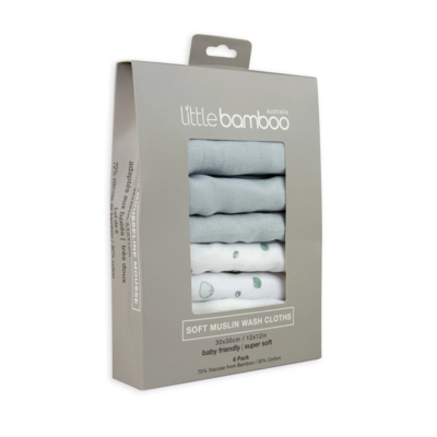 Little Bamboo Muslin Washers 6pk Whisper (2)