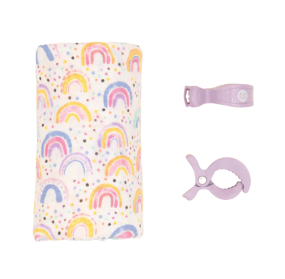 Muslin & 2 Pram Peg Box Set - Watercolour Rainbow (2)